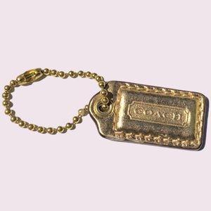 COACH Metallic Gold Leather Logo  KeyFob/Hangtag